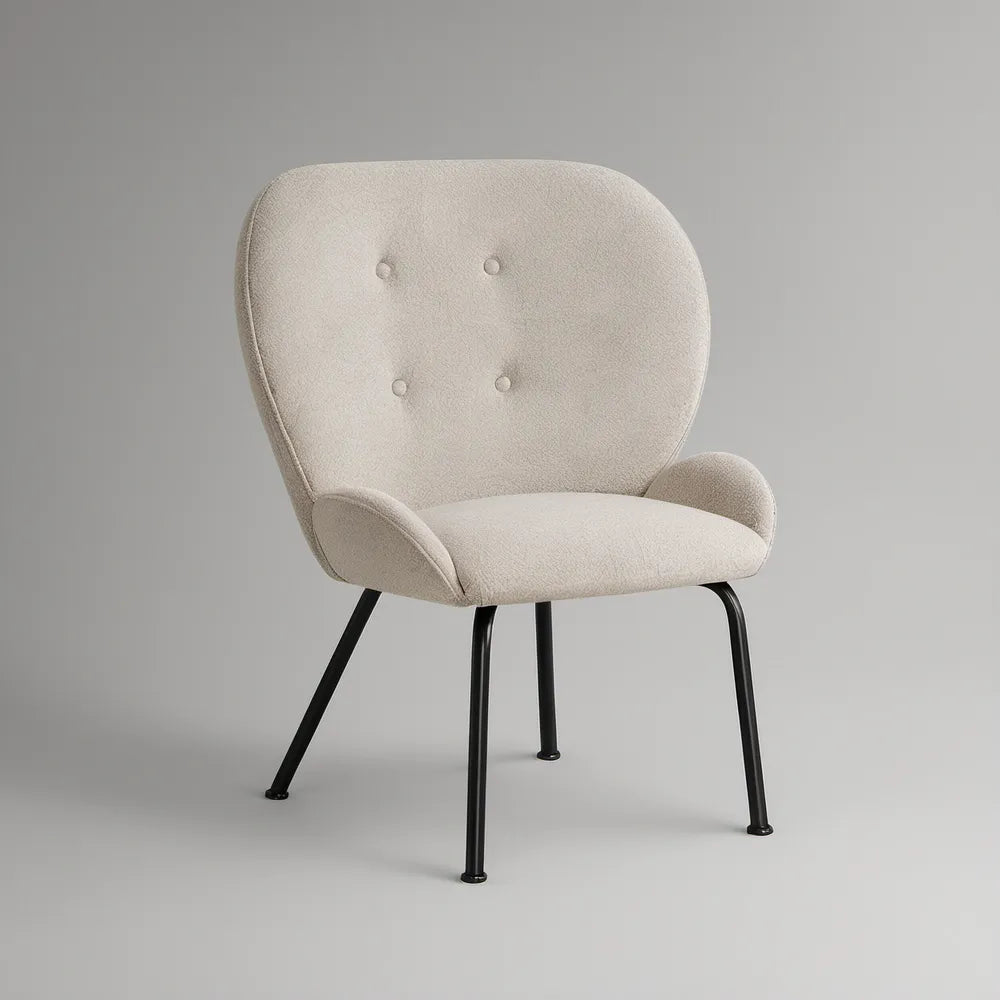 Tapicerowany fotel boucle kremowo-czarny 70 x 68 x 82 cm