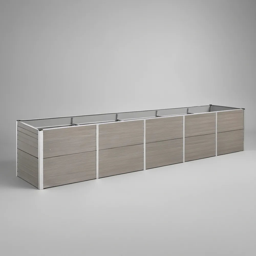 Podwyższona donica ogrodowa z WPC i aluminium, szaro-srebrna, 240 x 60 x 60 cm
