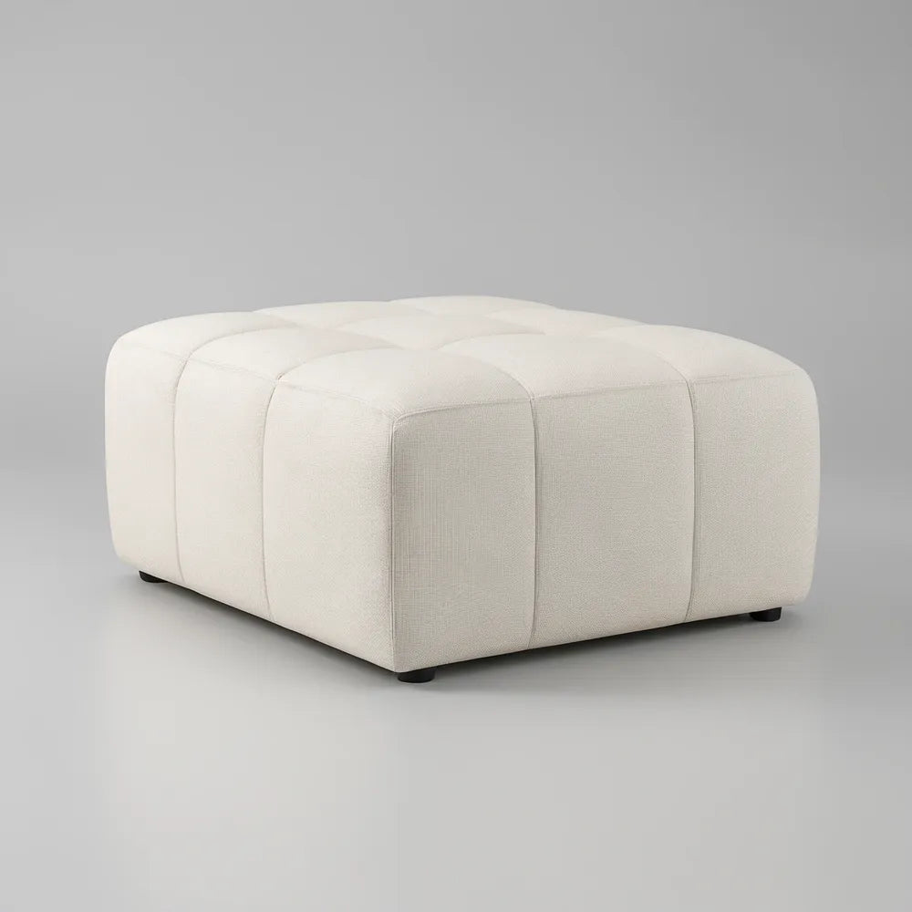 Kwadratowa pufa tapicerowana 80 x 80 x 42 cm, kremowa