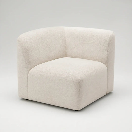Zaokrąglony fotel kubełkowy bouclé ecru 76 × 75 × 70 cm