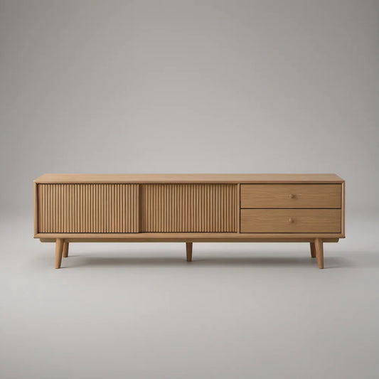 Szafka RTV z litego drewna dębowego 180 × 40 × 65 cm, naturalny dąb