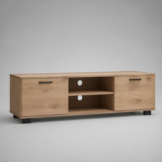 Szafka RTV 160 × 40 × 50 cm, dąb naturalny/czarny