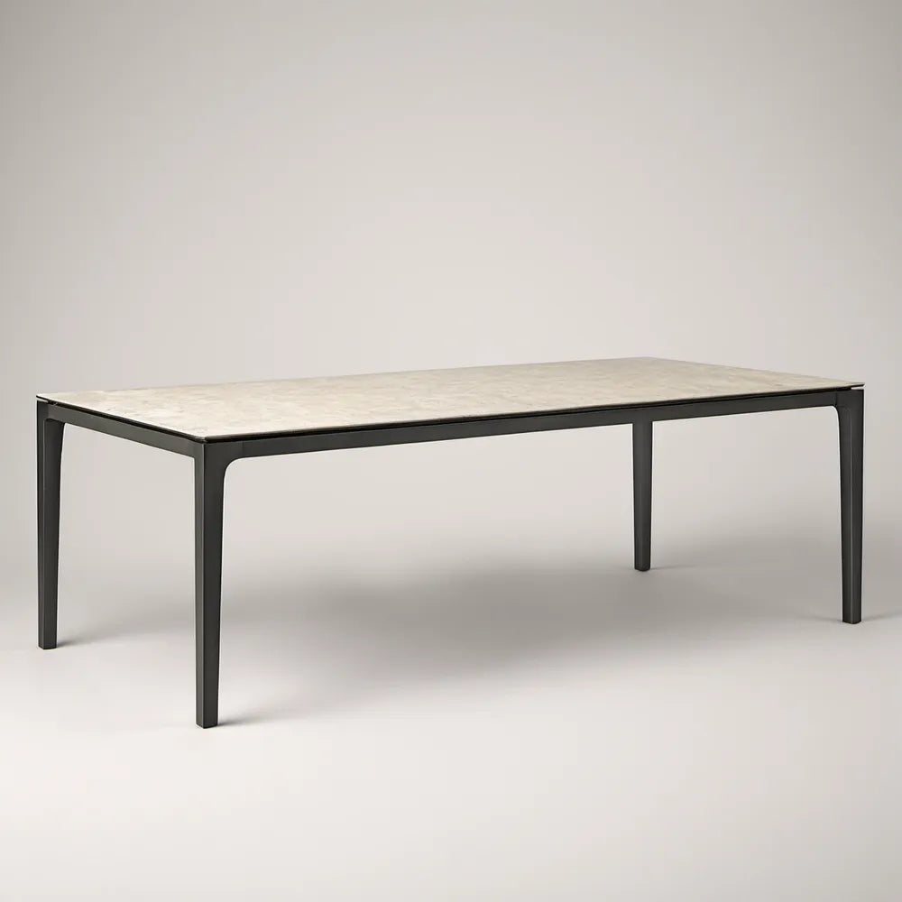 Prostokątny stół ogrodowy z blatem ceramicznym 160 x 90 x 75 cm Czarny/Jasnoszary