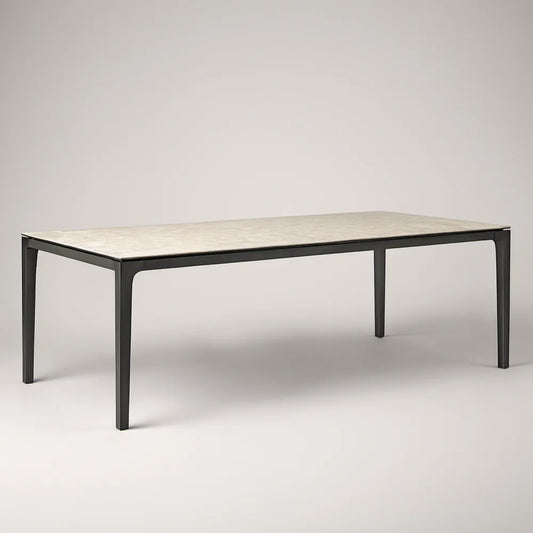 Prostokątny stół ogrodowy z blatem ceramicznym 160 x 90 x 75 cm Czarny/Jasnoszary
