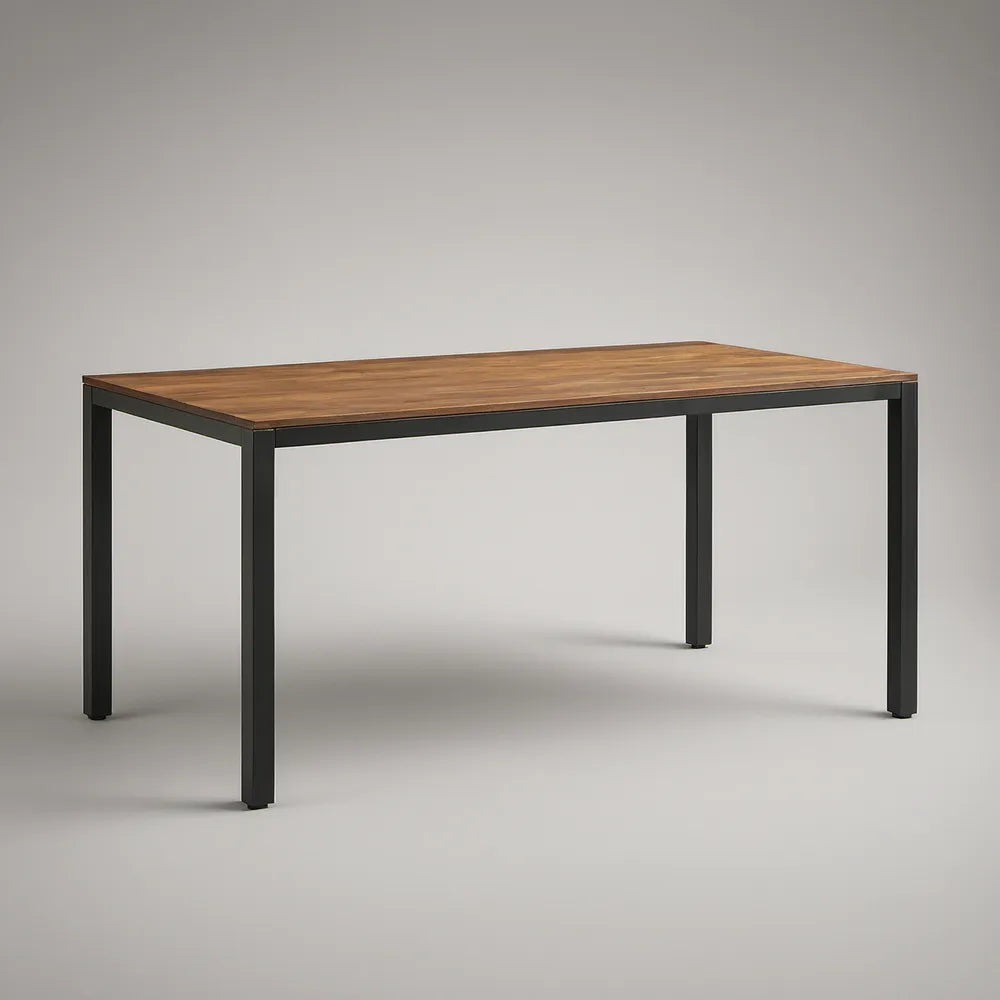 Prostokątny stół ogrodowy 160 x 90 x 75 cm z drewna akacjowego i stali, Czarny/Brązowy