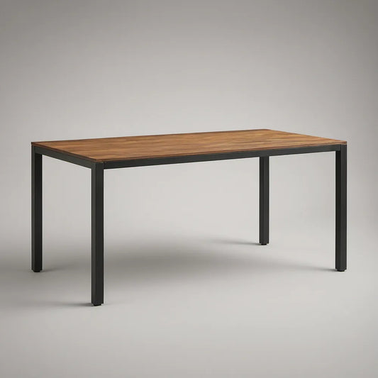 Prostokątny stół ogrodowy 160 x 90 x 75 cm z drewna akacjowego i stali, Czarny/Brązowy