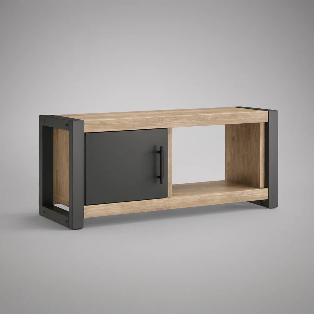 Szafka RTV industrialna 120 x 40 x 50 cm dąb sonoma i grafit