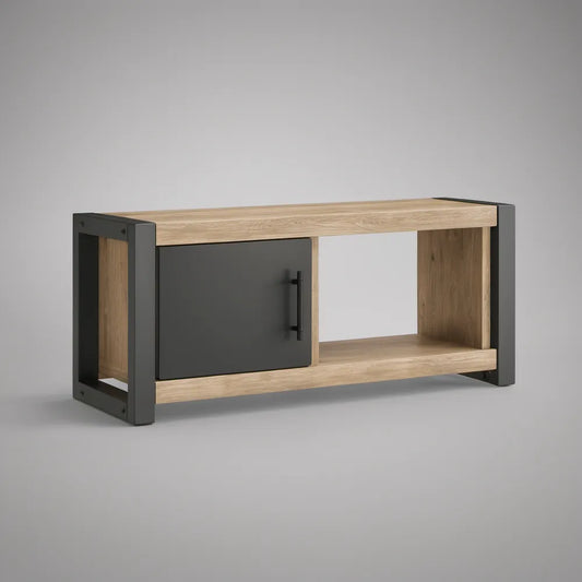 Szafka RTV industrialna 120 x 40 x 50 cm dąb sonoma i grafit