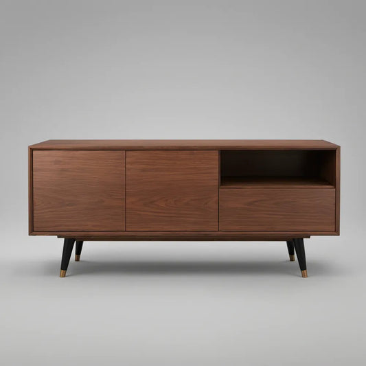 Komoda RTV 180 x 40 x 65 cm z MDF w okleinie orzechowej, brązowa