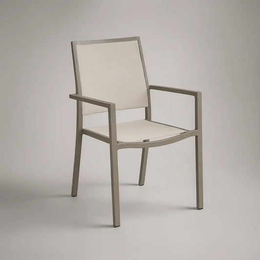 Krzesło ogrodowe z podłokietnikami 56 × 61 × 88 cm, aluminium i textilene, beżowo-taupe